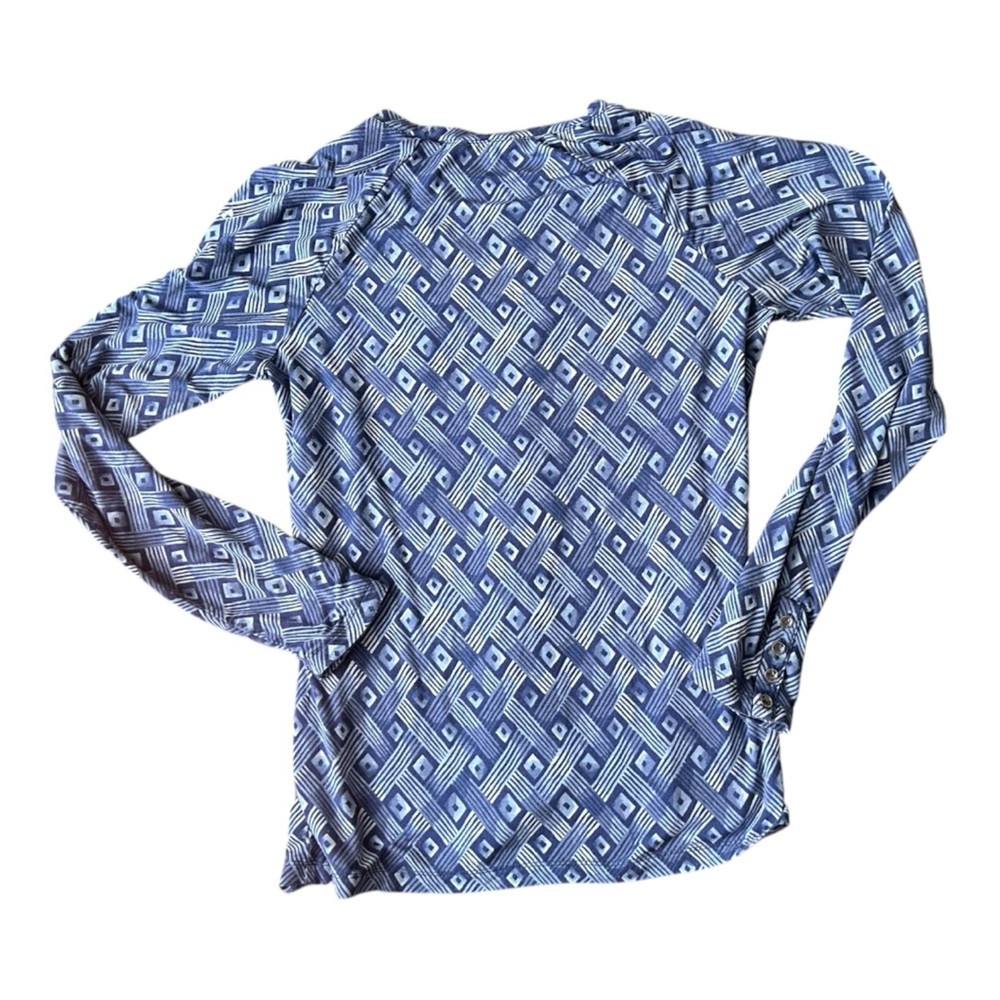 J McLaughlin Long Sleeve Knit Blouse Small Geo Pattern - Picture 4 of 7